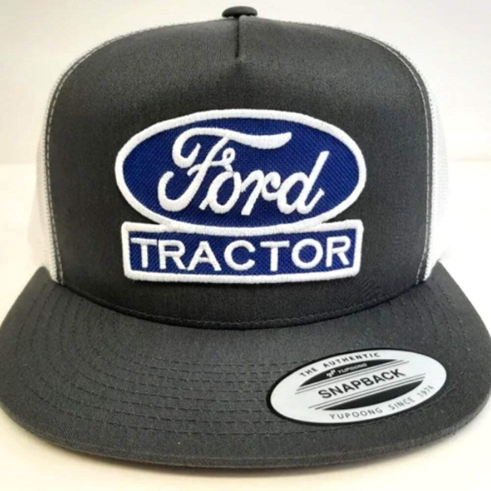 Ford Tractor Embroidered Patch Flat Bill Mesh Trucker Snapback cap hat